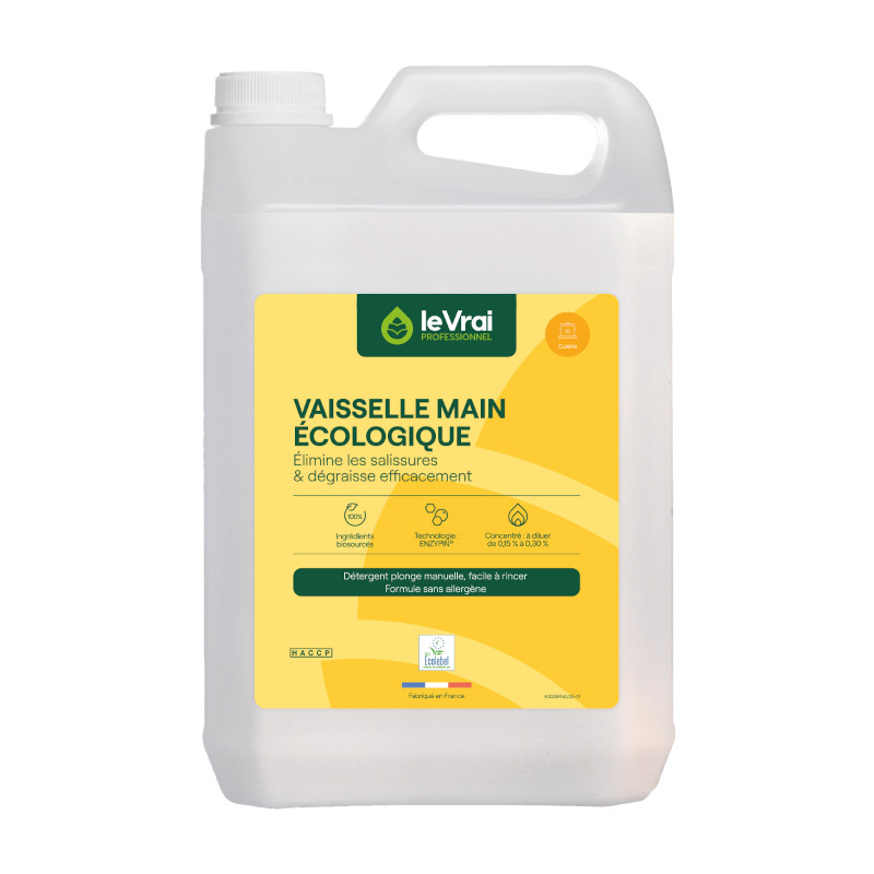 VAISSELLE MAIN ECOLOGIQUE - Bidon 5 L - Liquide vaisselle enzymatique