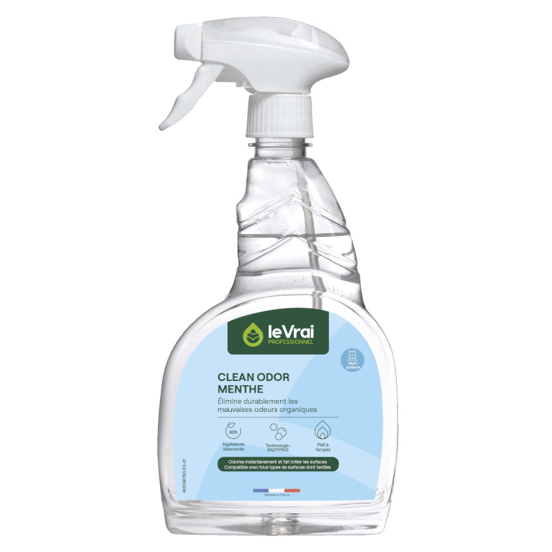 CLEAN ODOR MENTHE - Pulv.750ml - Odorisant enzymatique toilettes urinoirs